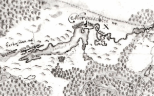 Józef Naronowicz-Naroński. Mapa Prus Książęcych, 1660. Mieruniszki opisane jako Mierunischken