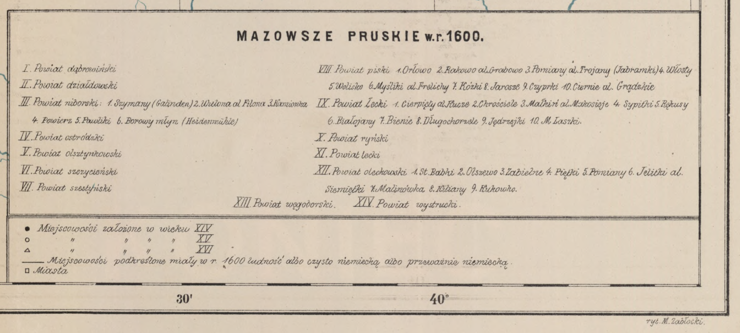 Stopka mapy dołączonej do książki Wojciecha Kętrzyńskiego O ludności polskiej w Prusiech niegdyś krzyżackich, wydanej we Lwowie w 1882 roku. Stopka mapy dołączonej do książki Wojciecha Kętrzyńskiego O ludności polskiej w Prusiech niegdyś krzyżackich, wydanej we Lwowie w 1882 roku.