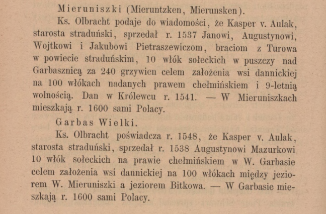 Fragment dzieła Wojciecha Kętrzyńskiego, O ludności polskiej w Prusiech niegdyś krzyżackich. Lwów, 1882. Fragment dzieła Wojciecha Kętrzyńskiego, O ludności polskiej w Prusiech niegdyś krzyżackich. Lwów, 1882.