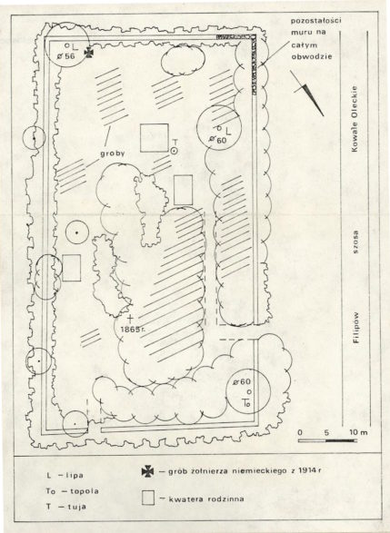 Szkic sytuacyjny cmentarza ewangelickiego północnego (cmentarz nr 3). Źródło: „Biała karta” zabytku nr 13985 Z Szkic sytuacyjny cmentarza ewangelickiego północnego (cmentarz nr 3). Źródło: „Biała karta” zabytku nr 13985 Z